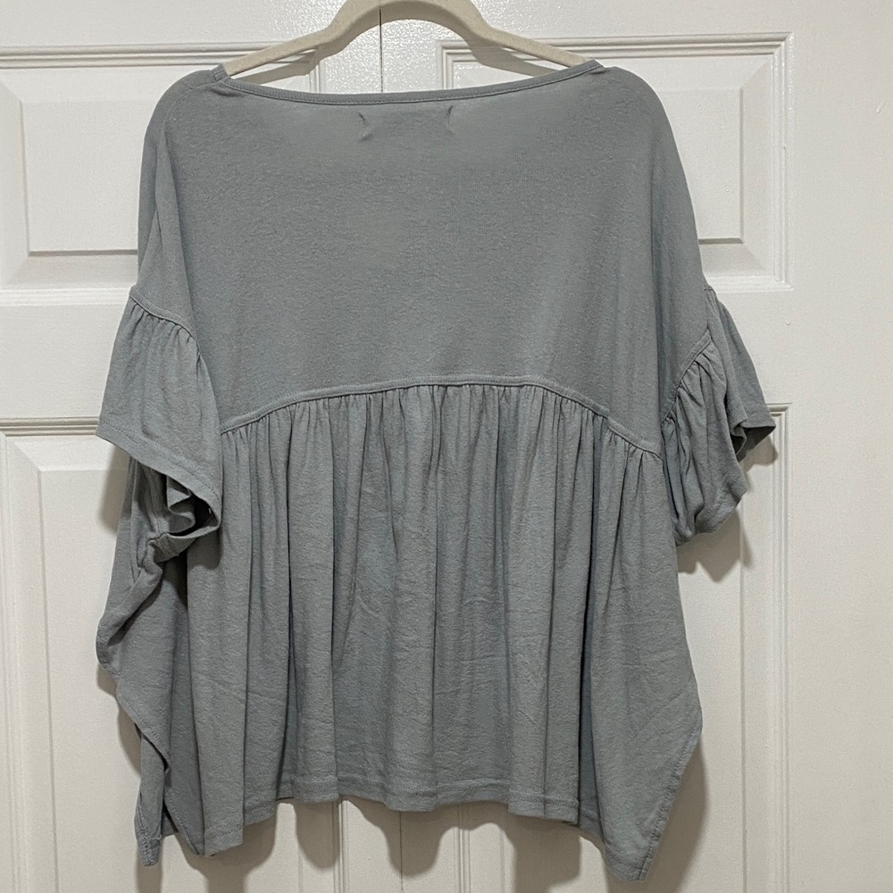 Dusty blue free people Ruffle Top and Shorts Set - Picture 3 of 6